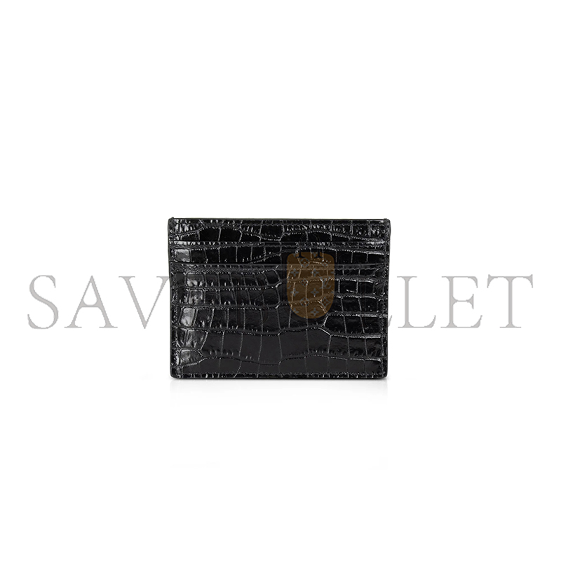 YSL CASSANDRE CARD CASE IN CROCODILE-EMBOSSED SHINY LEATHER 370778 (10.5*7.5*0.5cm)